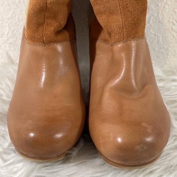 Very Volatile Andee Leather Upper Faux Fleece Lining Trim Beige Boots Size 7 - Picture 3 of 16
